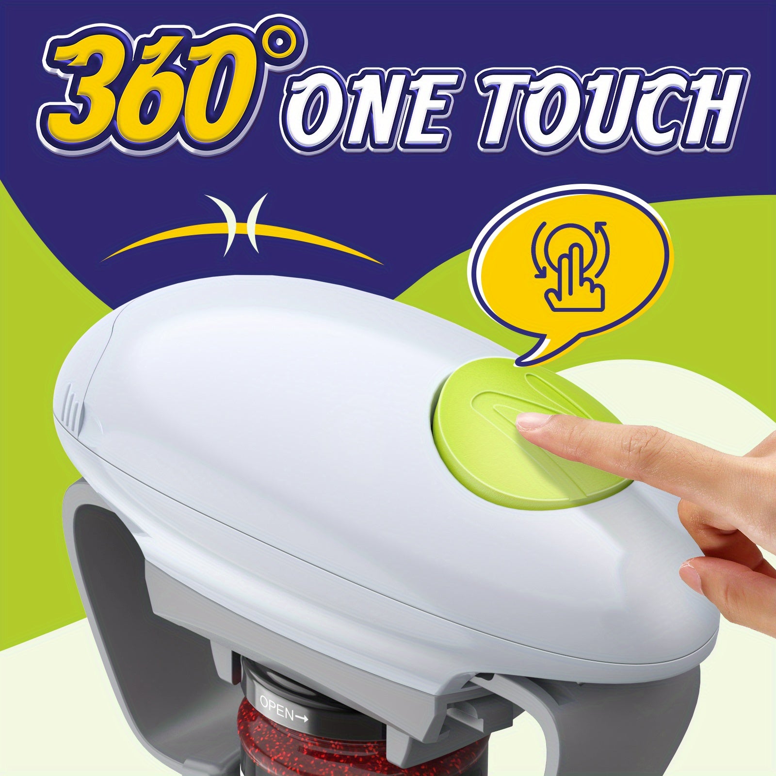 Electric One-Touch Jar Opener — Automatic Hands-Free Kitchen Tool