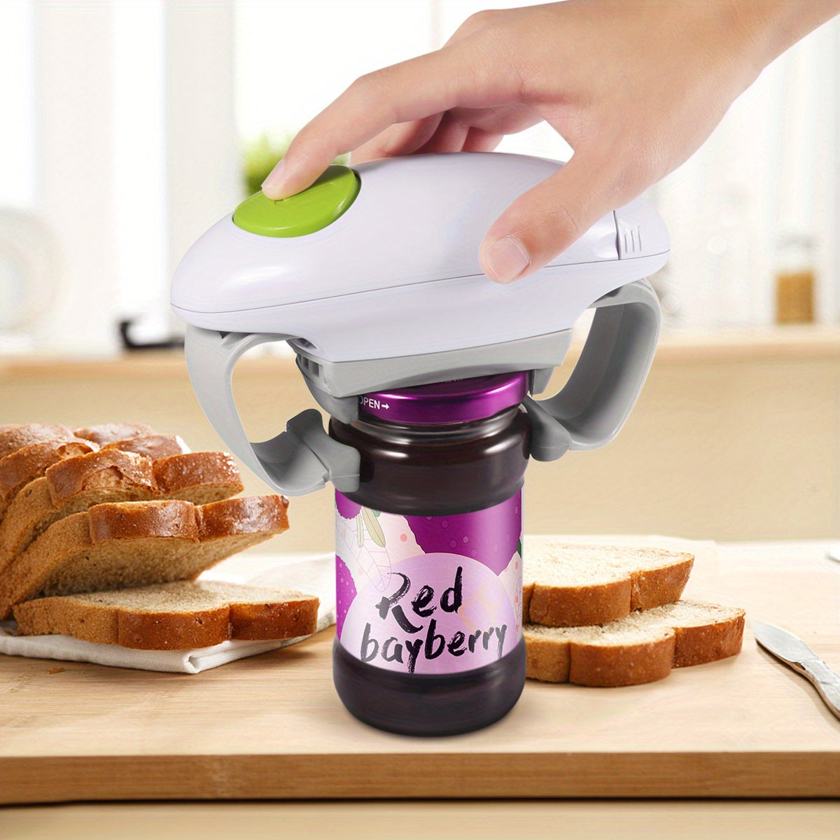 Electric One-Touch Jar Opener — Automatic Hands-Free Kitchen Tool