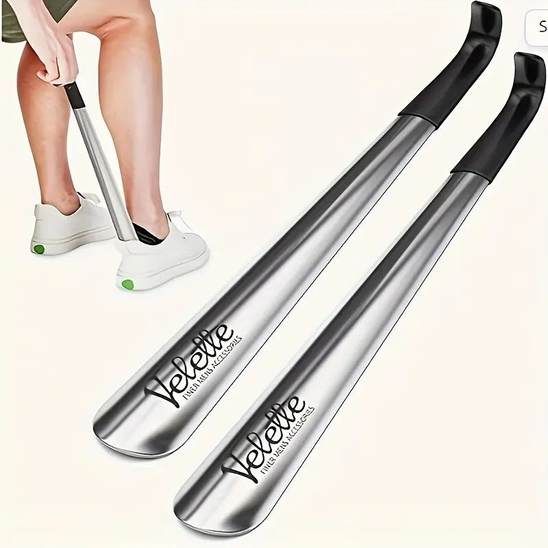 16.5” Long‑Handle Stainless Steel Shoehorn — Easy On Shoes Without Bending