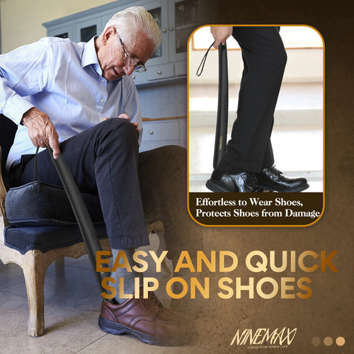 Extra‑Long Flexible Shoehorn — 16.3” Plastic Shoe Lifter for Easy, Bend‑Free Dressing