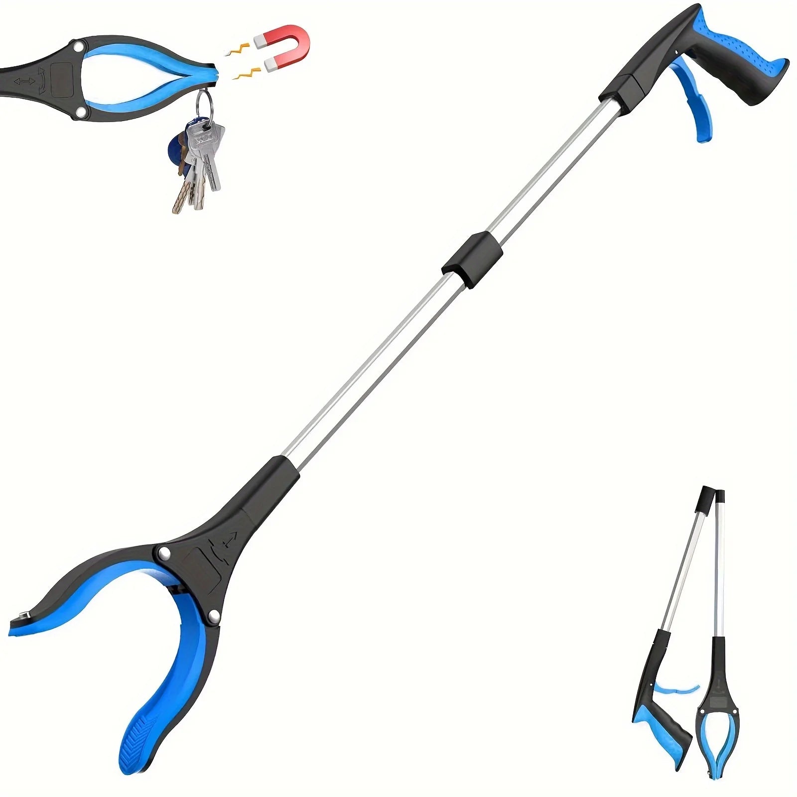 32" Foldable Reacher Grabber Tool — Lightweight Pick-Up Aid with Rotating Grip