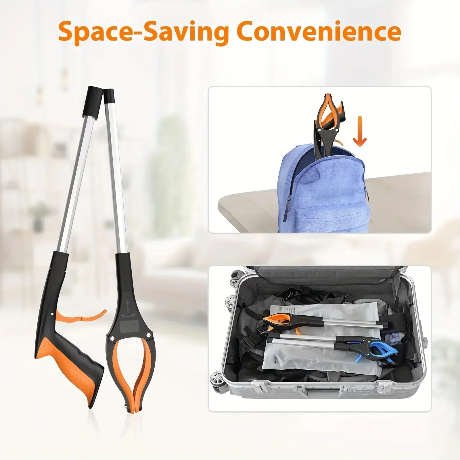 32" Foldable Reacher Grabber Tool — Lightweight Pick-Up Aid with Rotating Grip