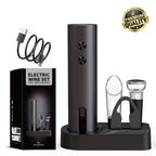 Electric Wine Opener Set — 4-Piece Kit with Foil Cutter, Wine Pourer & Vacuum Stopper | USB-C Rechargeable