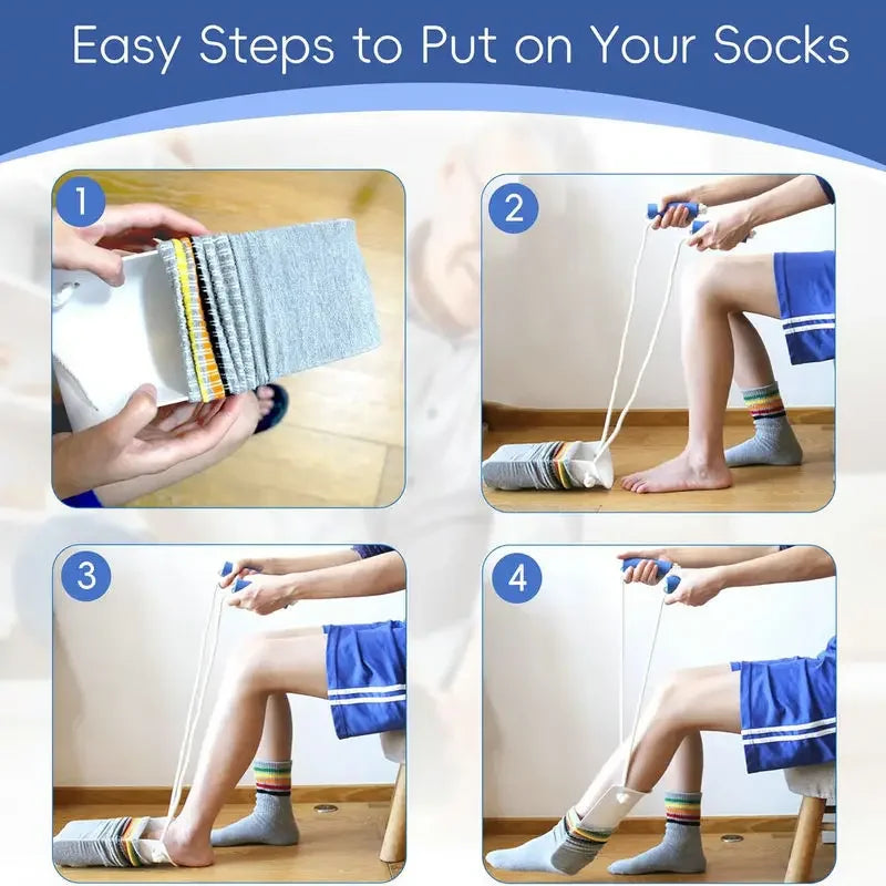 Sock Aid Helper — No-Bend Dressing Tool with Easy-Grip Handles
