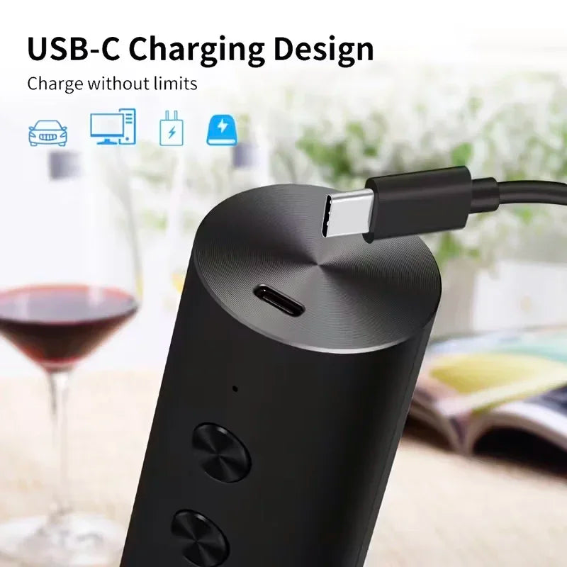 Electric Wine Opener Set — 4-Piece Kit with Foil Cutter, Wine Pourer & Vacuum Stopper | USB-C Rechargeable