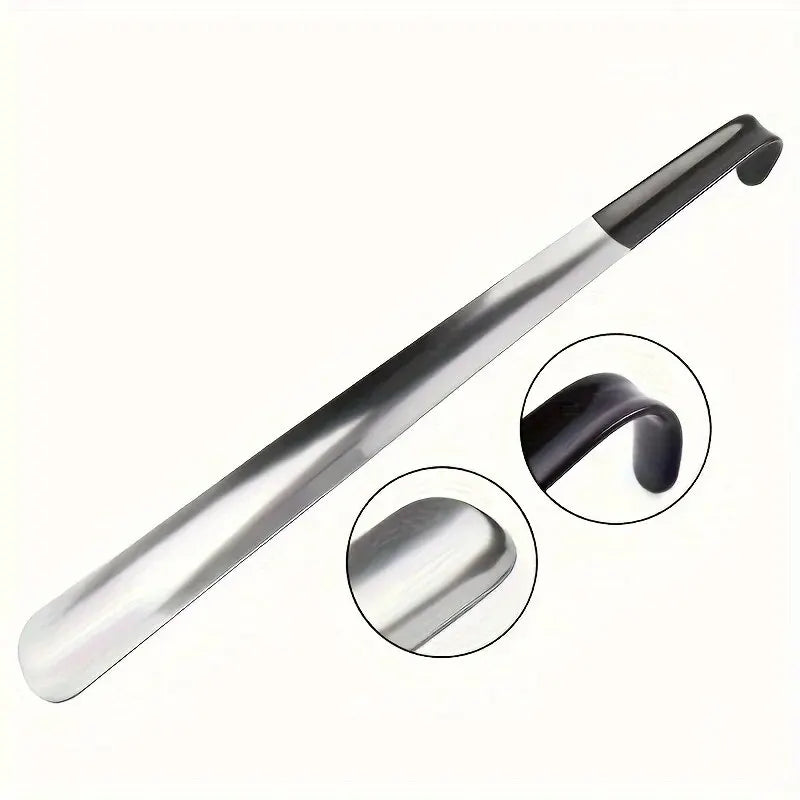 16.5” Long‑Handle Stainless Steel Shoehorn — Easy On Shoes Without Bending